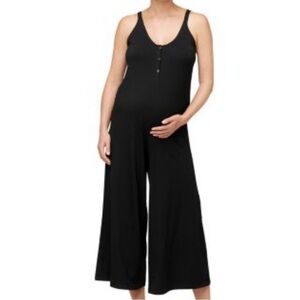 NOM Maternity Chelsea Wide Leg Black Jumpsuit Women's Medium